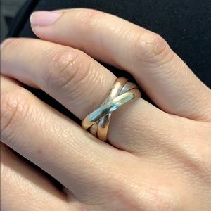 14k yellow, white and rose gold rolling ring
